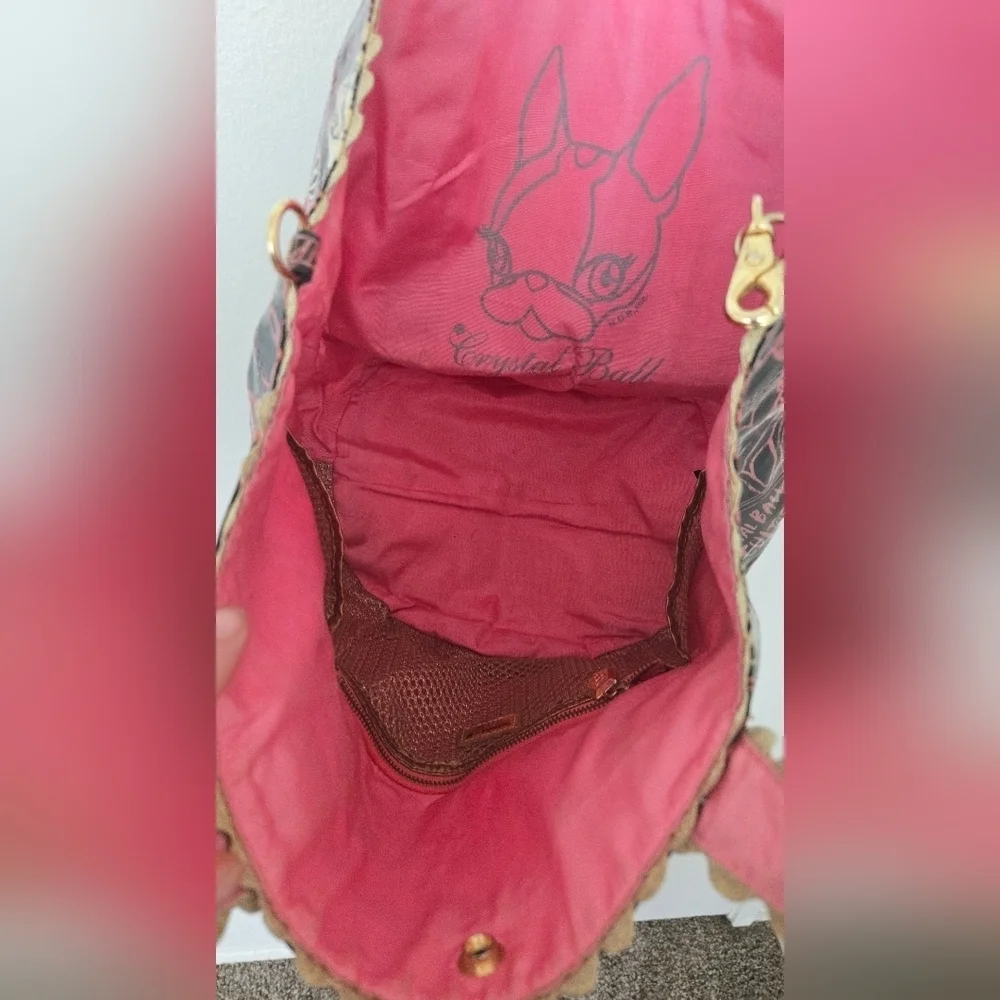 CRYSTAL BALL TOTE BAG PINK BLACK GOLD